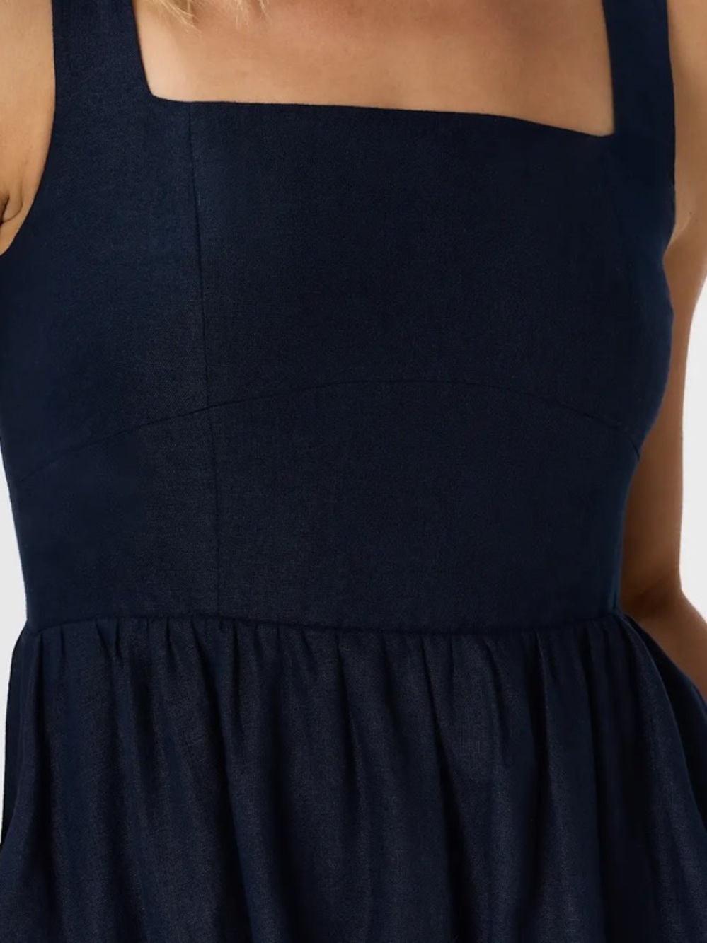 Quince dress Linen fit and Flare Navy Sleeveless Midi Dress large EUC - Picture 3 of 15